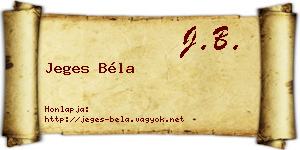 Jeges Béla névjegykártya